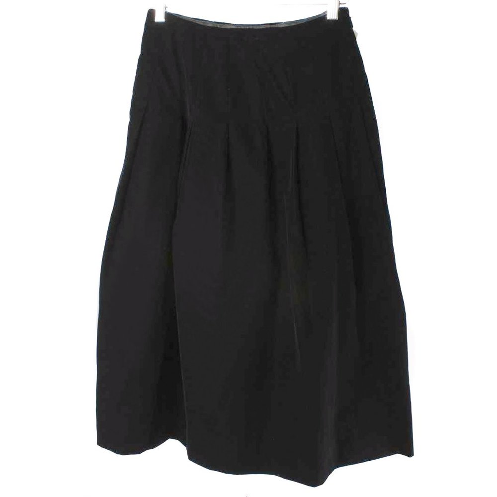 VICTOR COSTA Black Velvet Midi Tea Length A-Line Skirt with Pockets NWT